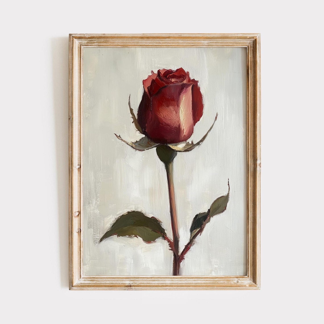Single Red Rose Oil Painting Valentine Romantic Flower Poster - Image 7