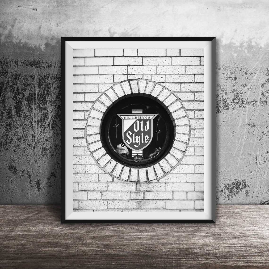 Old Style Beer Shield Logo Round Brick Porthole Window Poster - Image 2