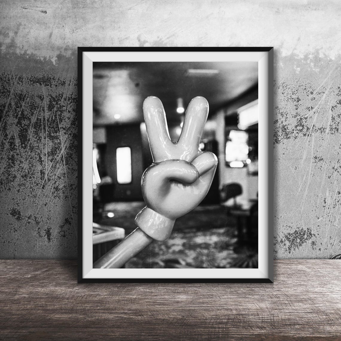 Pink Peace Sign Hand Sculpture Bright Pop Art Studio Photo Poster - Image 2