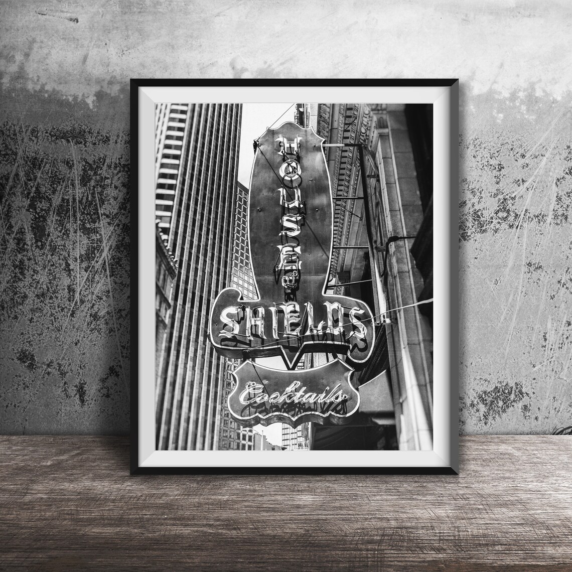 House of Shields Cocktails Neon Blade Sign San Francisco Poster - Image 2