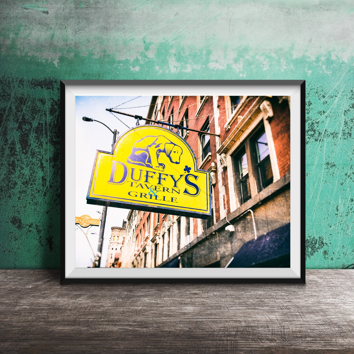Duffy's Tavern and Grille Yellow Bulldog Blade Sign Chicago Poster