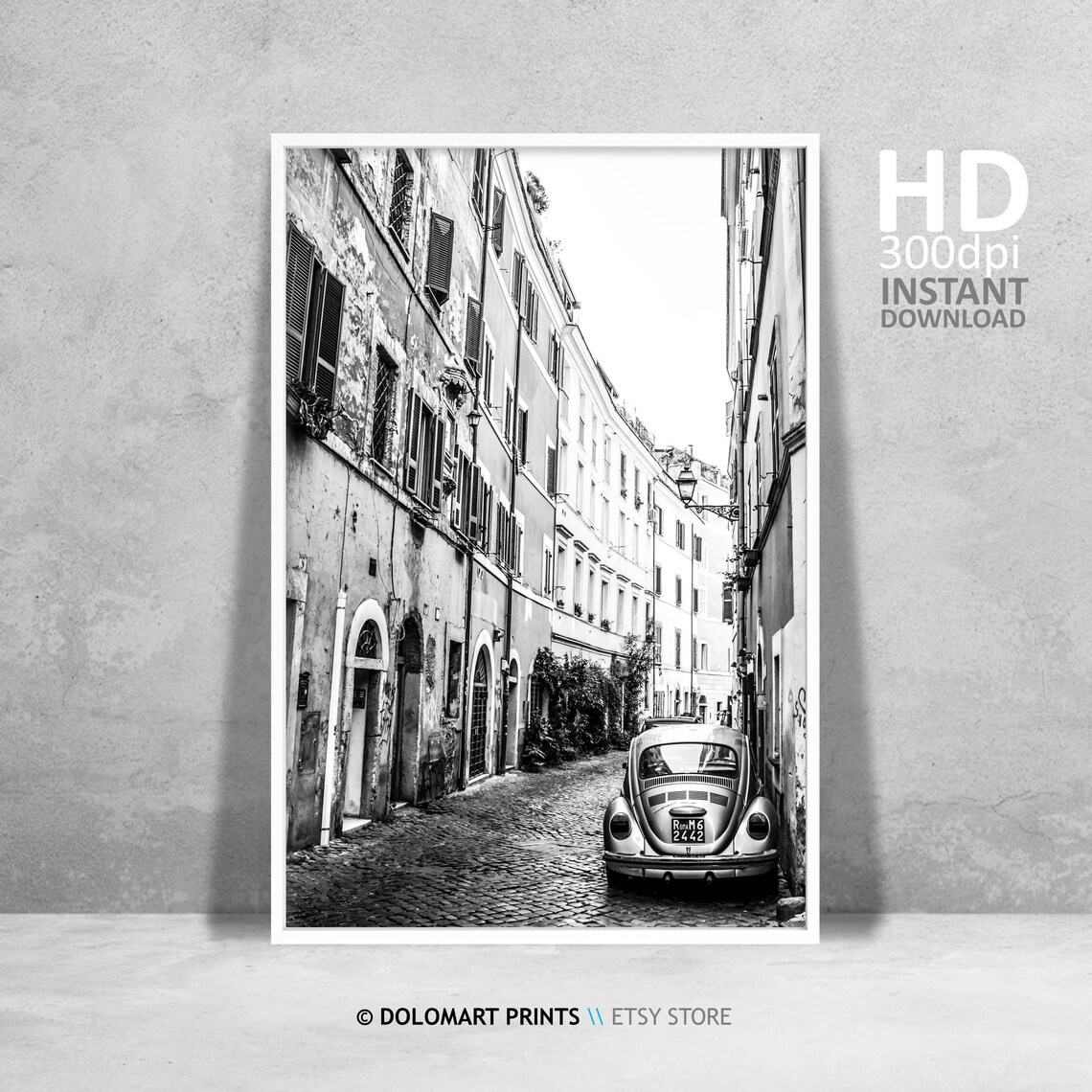 Rome Street Photography Print, Black and White Travel