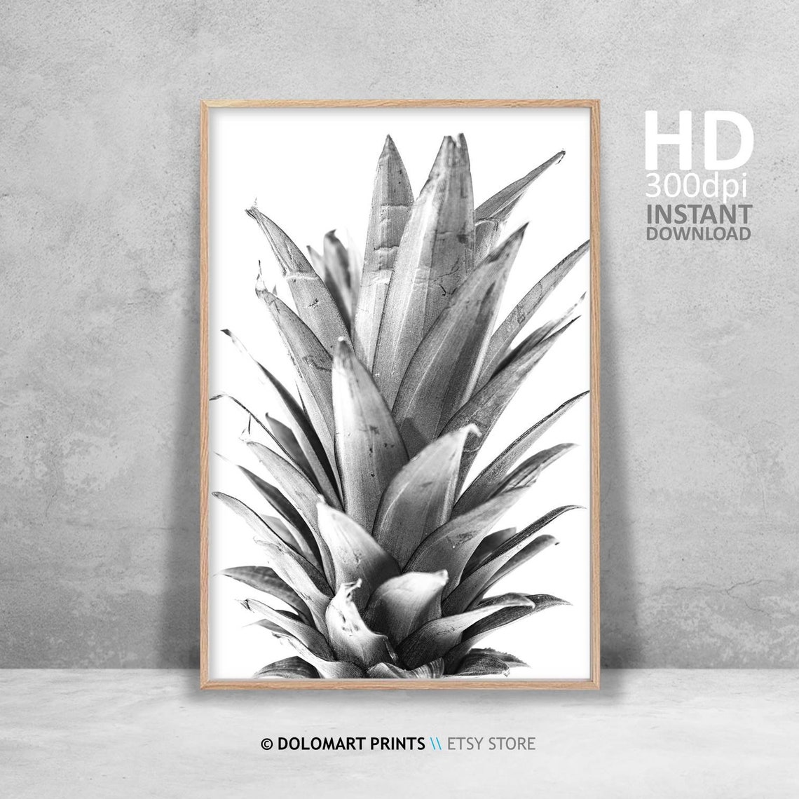 Botanical Print Ananas Print Minimal Botanical Print Modern Botanical Wall Art Tropical Leaf Print Black And White Leaf Print Art Decor - Image 4