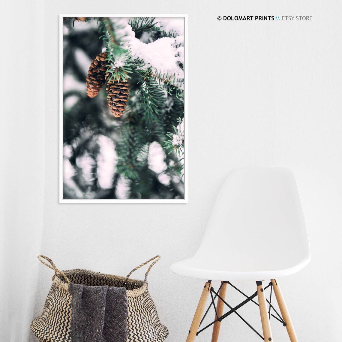 Christmas Pine Tree Snow Forest Art Print - Image 3