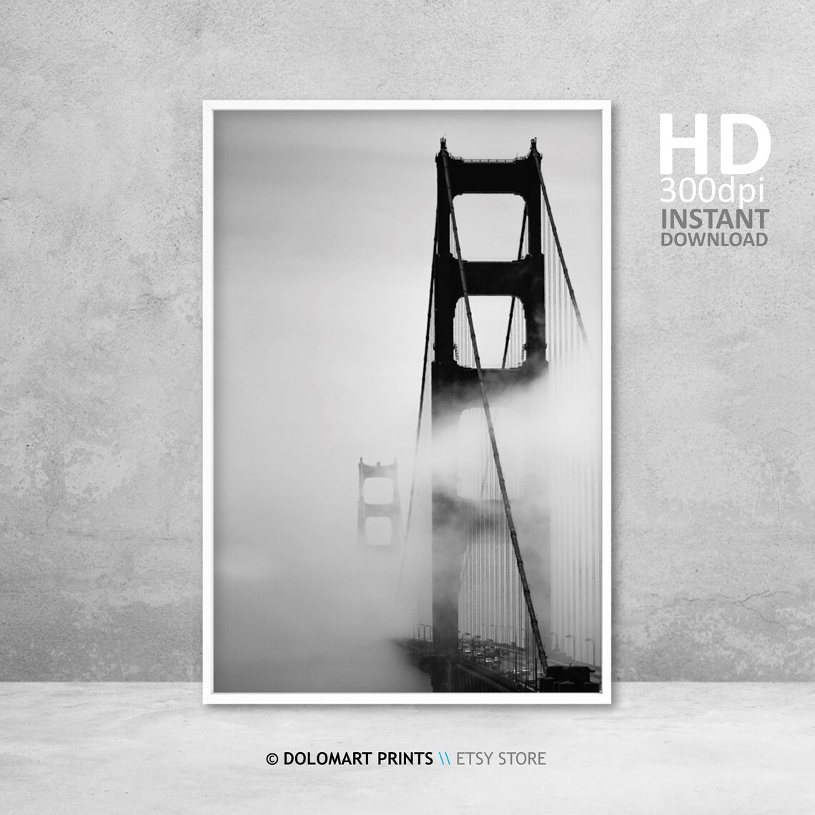 Golden Gate Bridge Black And White Travel Poster