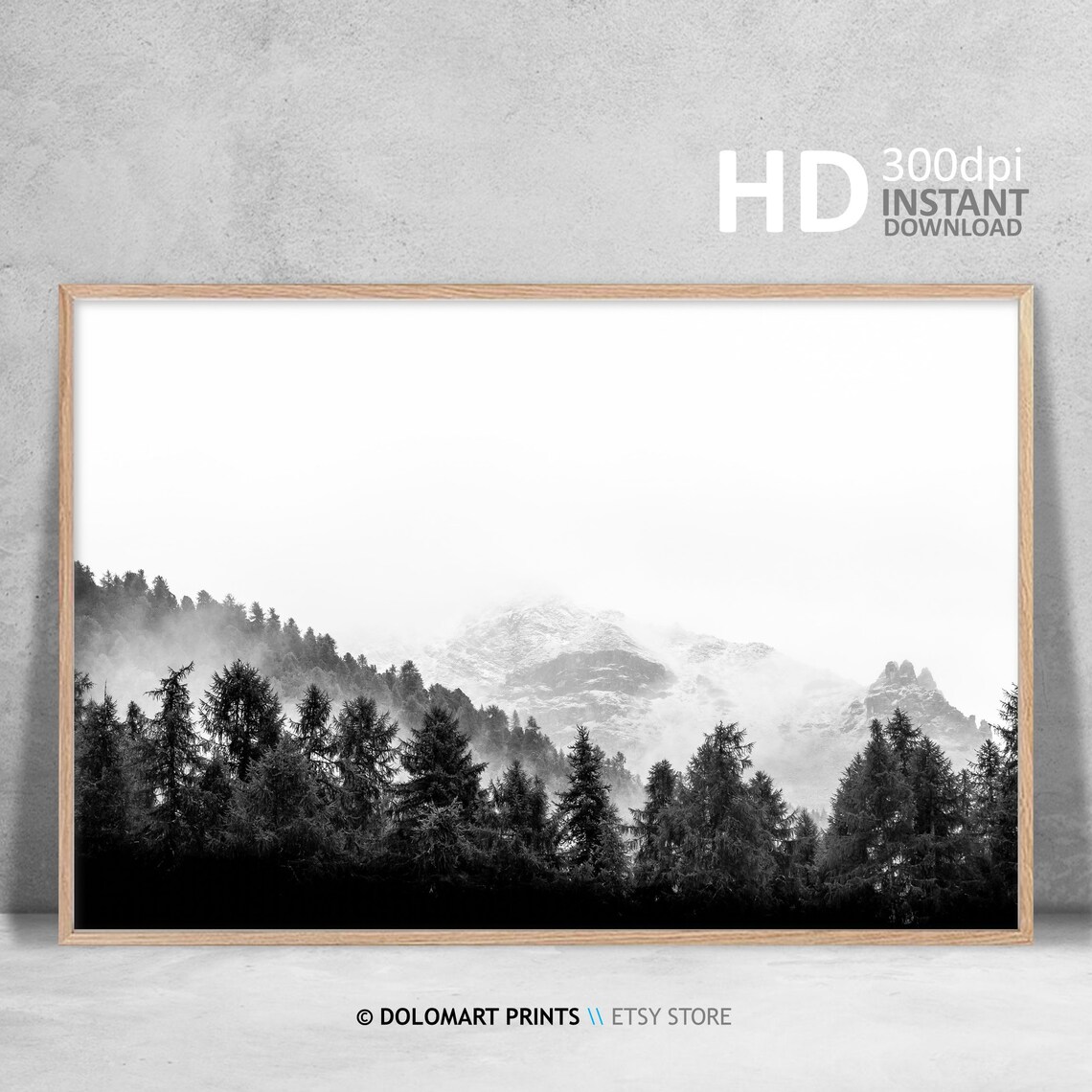 Black And White Woodland Modern Wall Art Print - Image 4