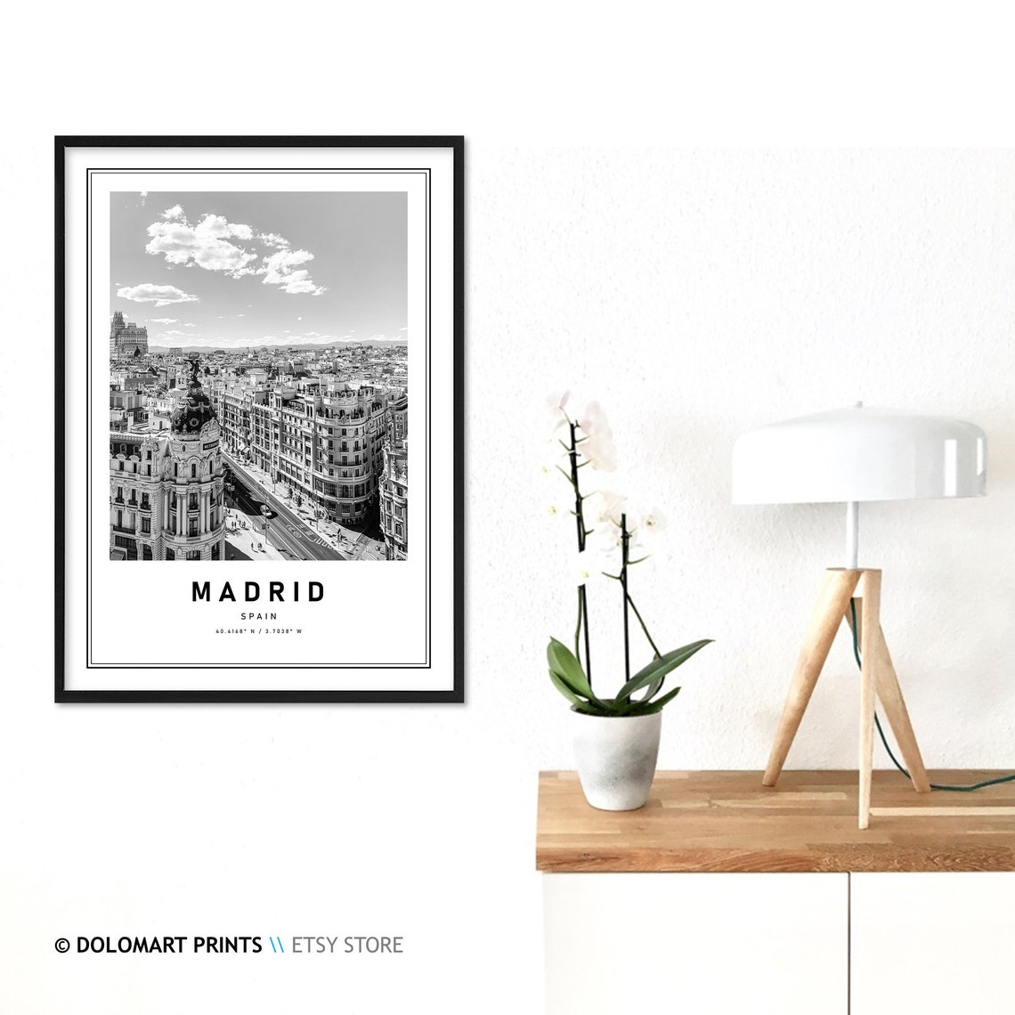 Madrid Spain Gran Via Black And White Photography Travel Poster - Image 3