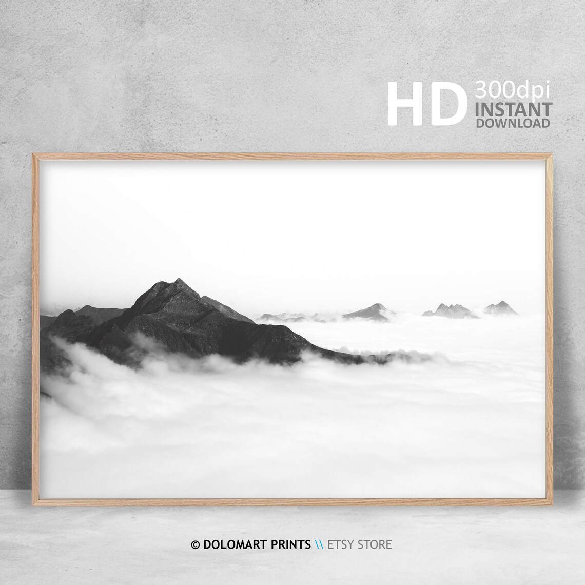 Black and White Mountain Landscape Art Print, Scandinavian - Image 4