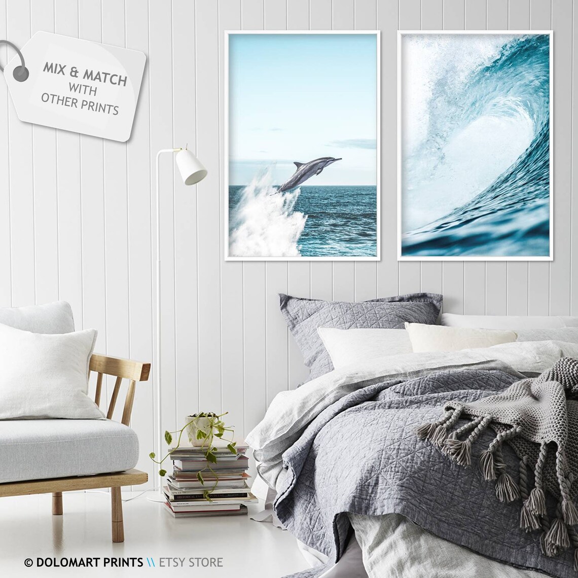 Dolphin Wall Art, Coastal Style Poster Print - Image 2