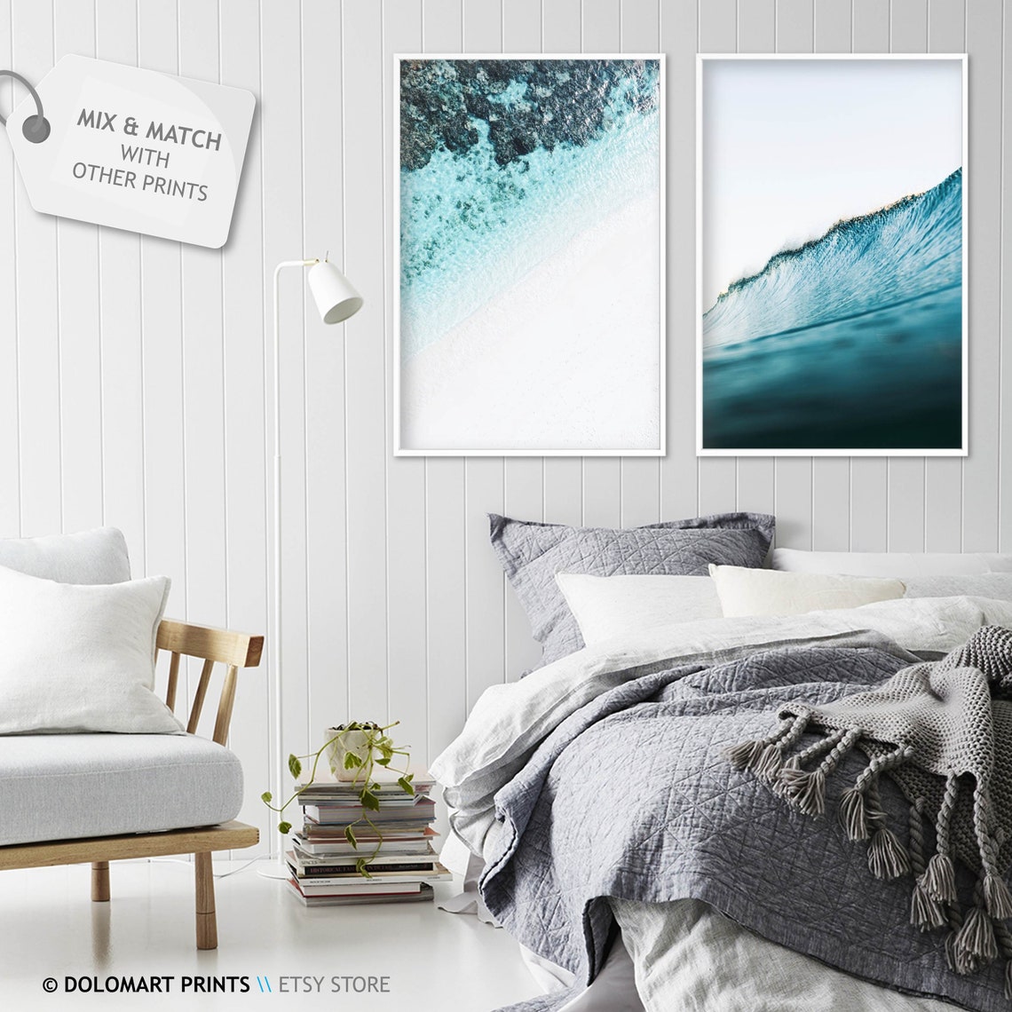 Turquoise Wave Rising Diagonal Ocean Surface Photography Poster - Image 2