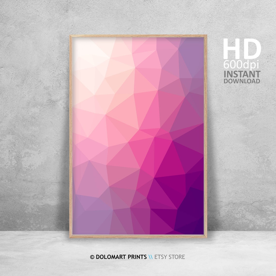 Pink Purple Low Poly Geometric Abstract Gradient Modern Poster - Image 4