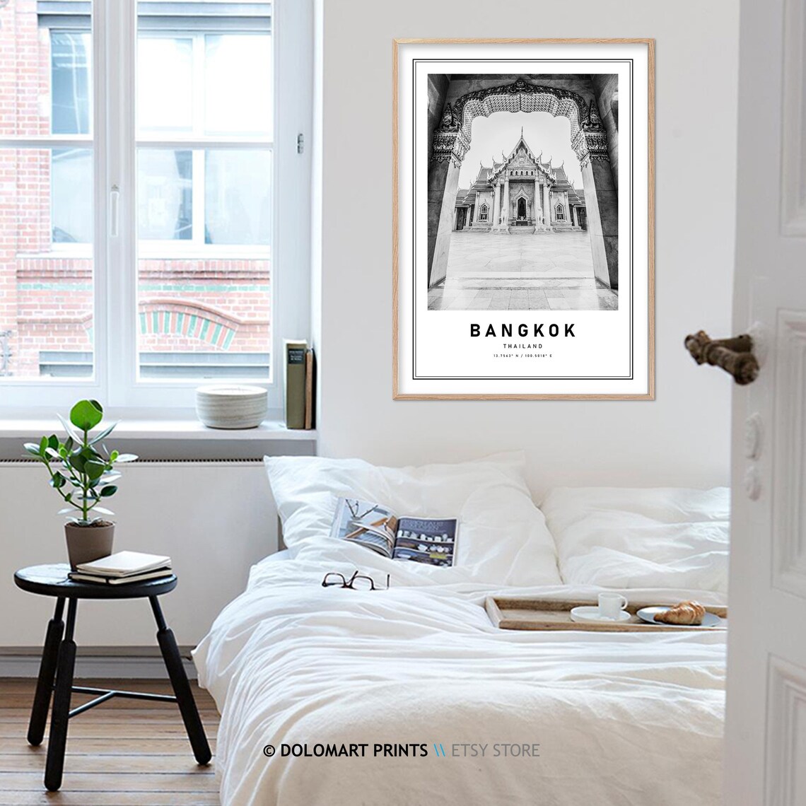Bangkok Temples Travel Poster, Black and White - Image 4