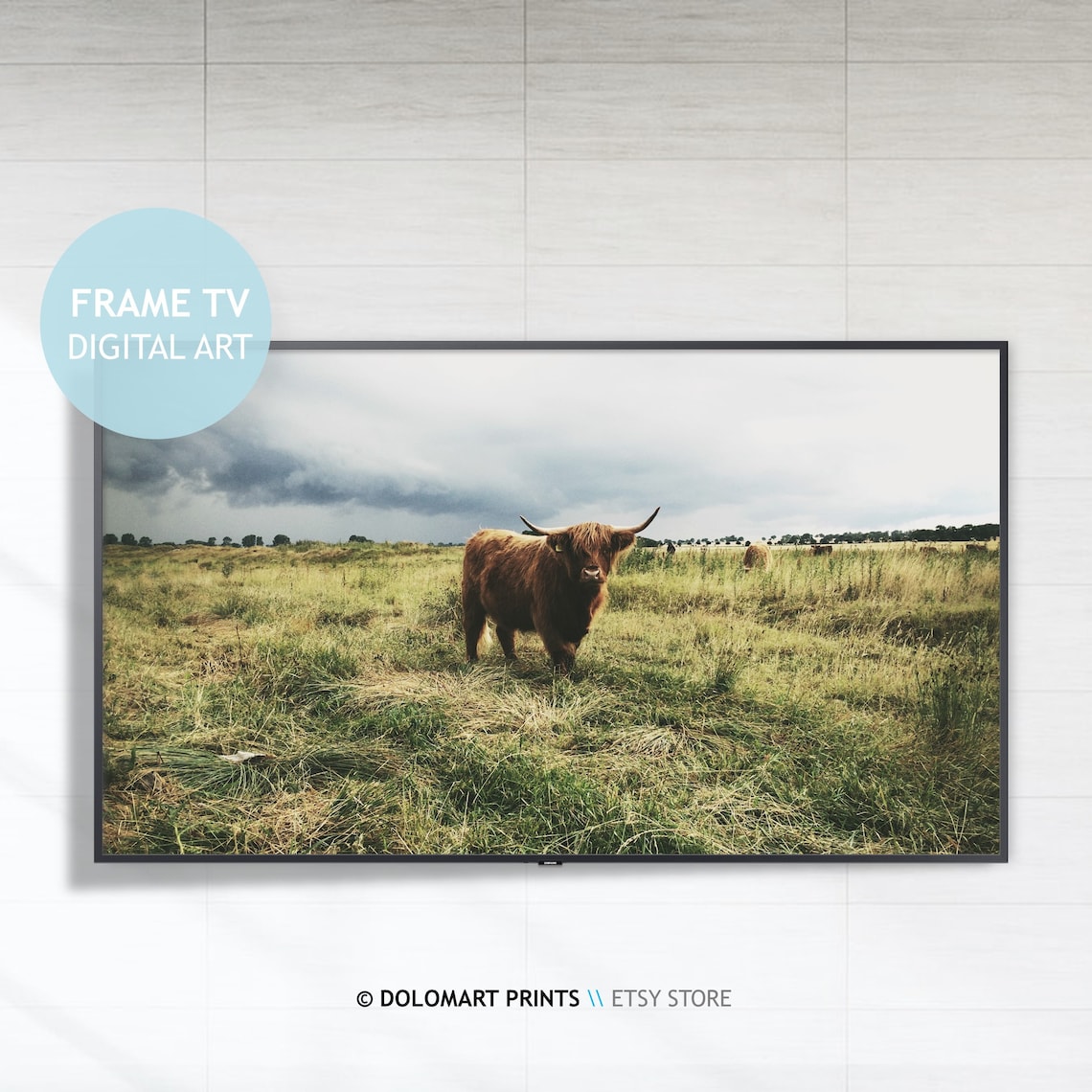 Highland Cow Rustic Farmhouse Art Print, Vintage