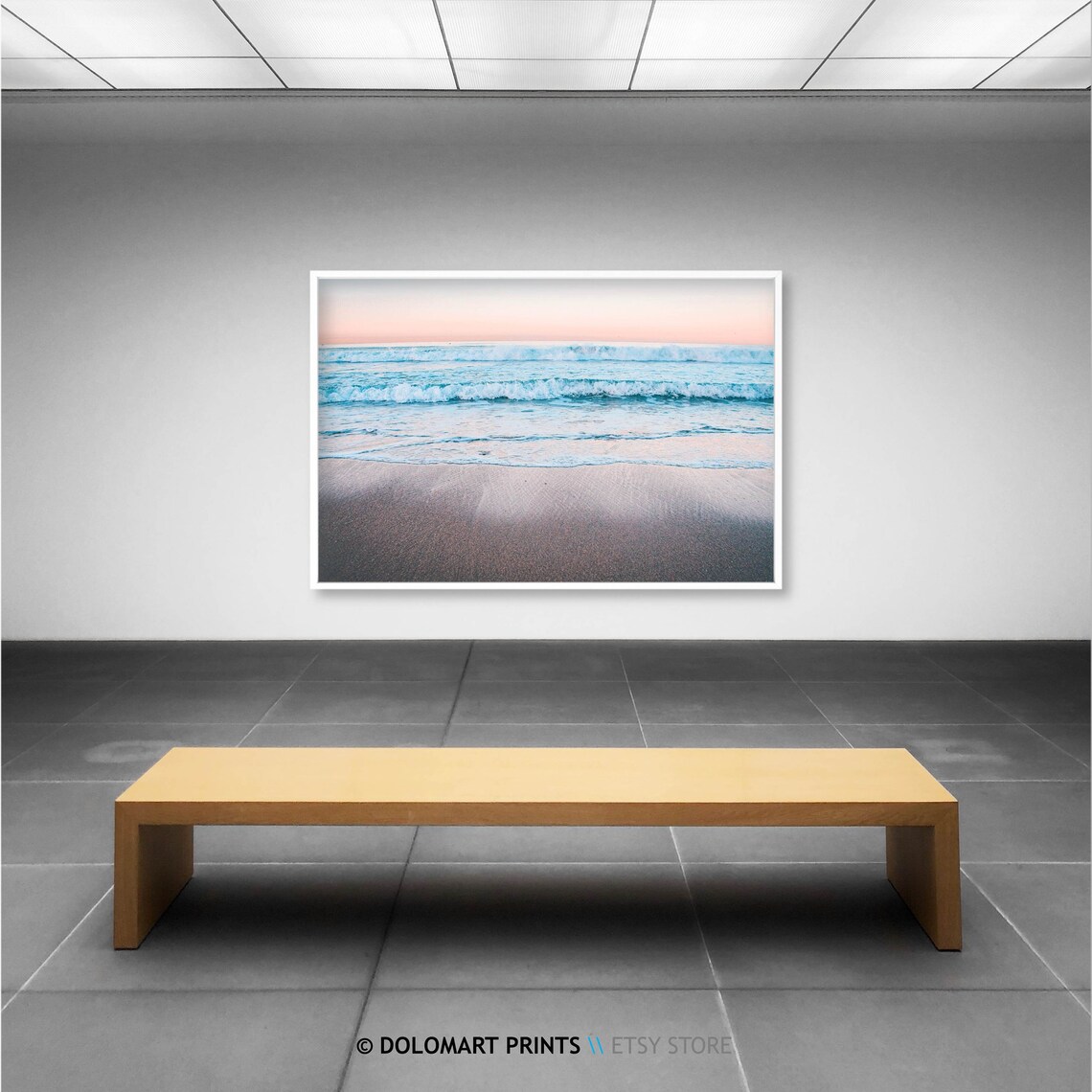 Soft Pastel Waves Rolling Toward Shore at Dawn Beach Photography Poster - Image 2