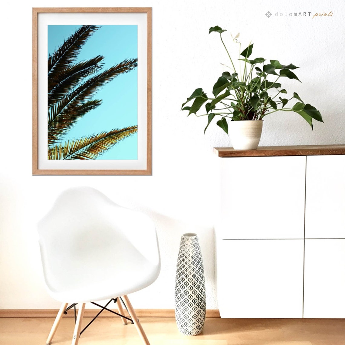 Palm Fronds Against Turquoise Sky Tropical Photography Poster - Image 2
