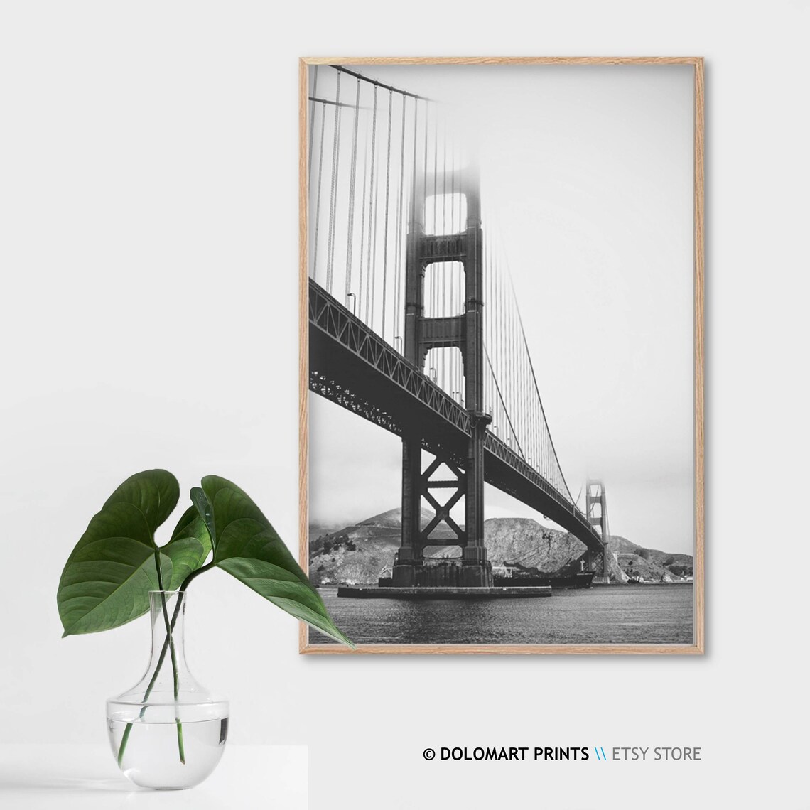 Golden Gate Bridge San Francisco Black and White Art Print - Image 2