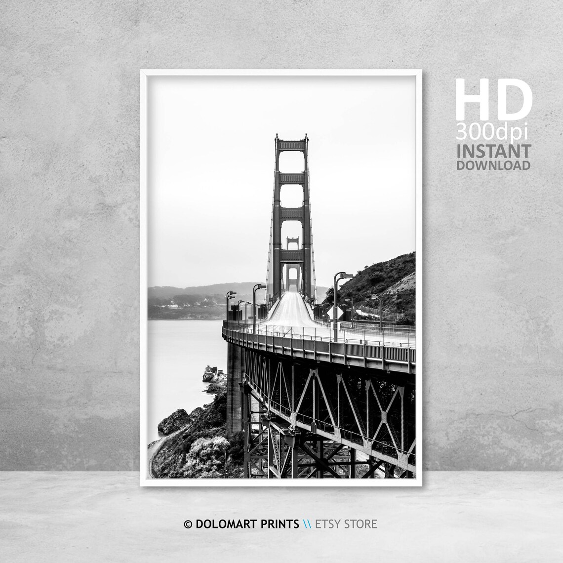 Golden Gate Bridge Black And White Poster