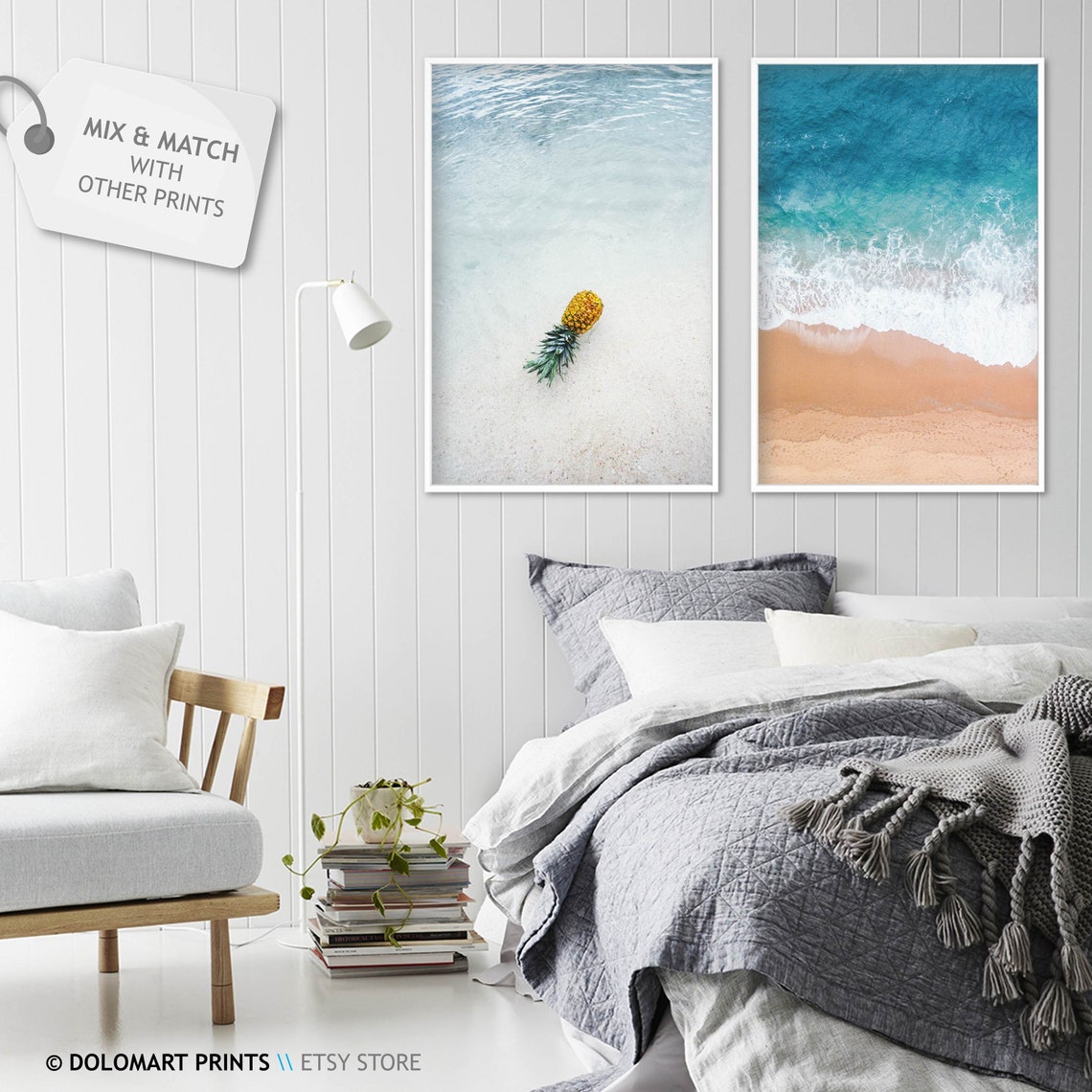 Aerial View of Surf Foam Over Turquoise Water and Sand Poster - Image 2
