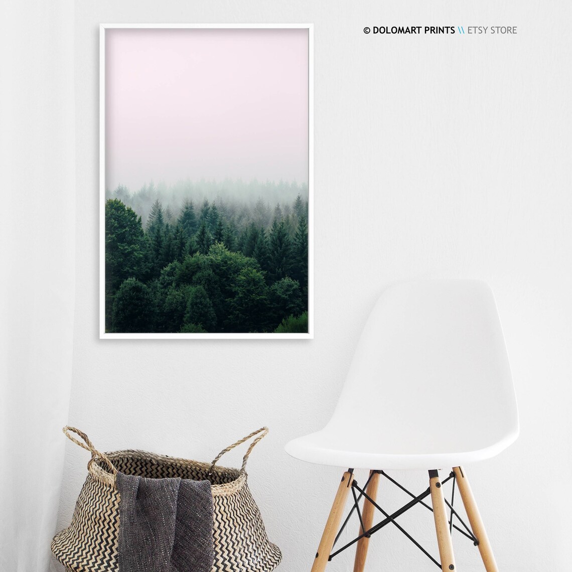 Minimal Forest Trees Art Print, Misty Green Poster - Image 3