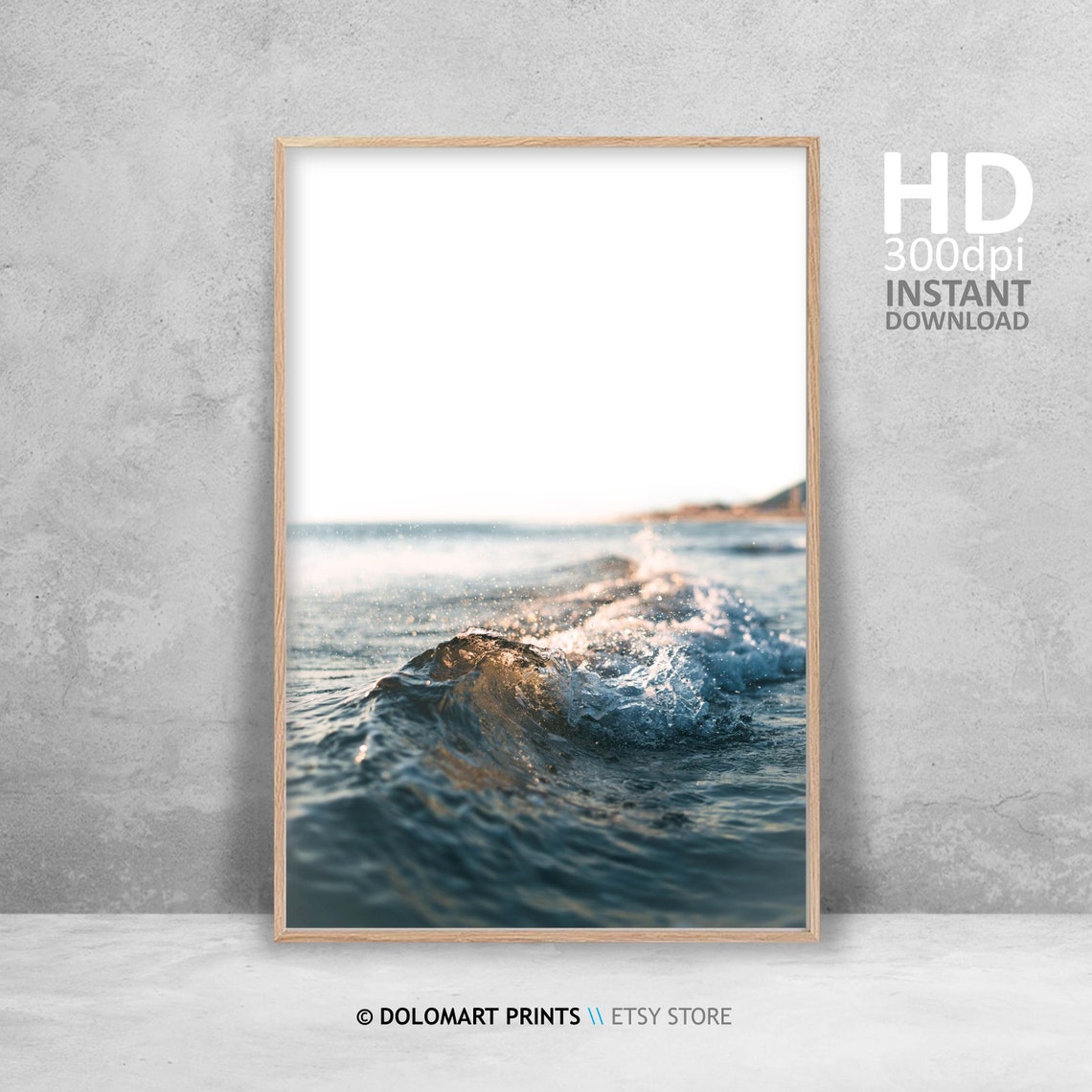 Blue Ocean Wave Curl Close Up Minimal Coastal Photography Poster - Image 4