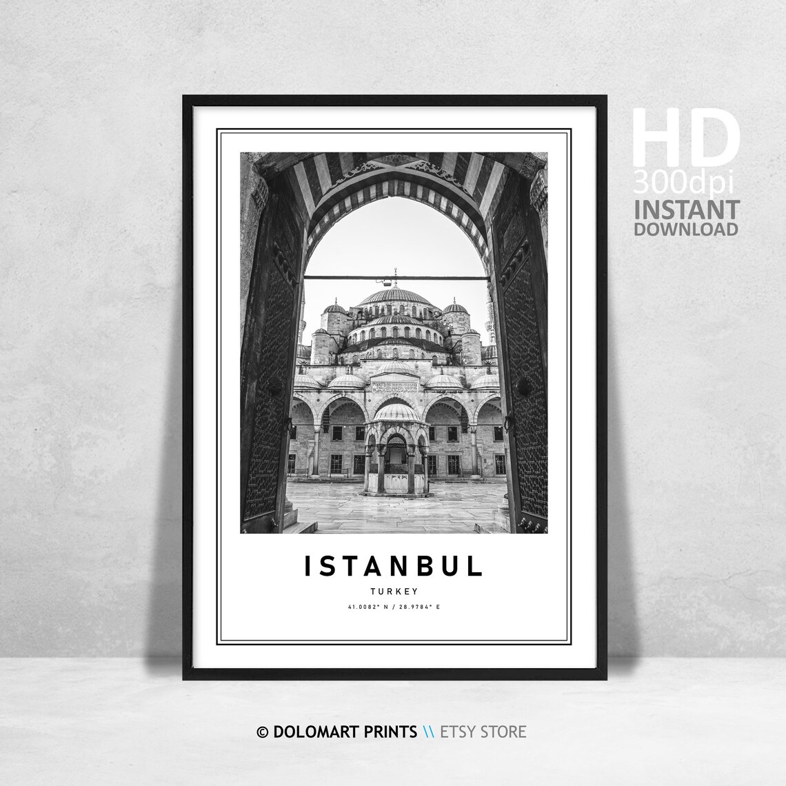 Istanbul Travel Poster, Minimalist Coordinates Print