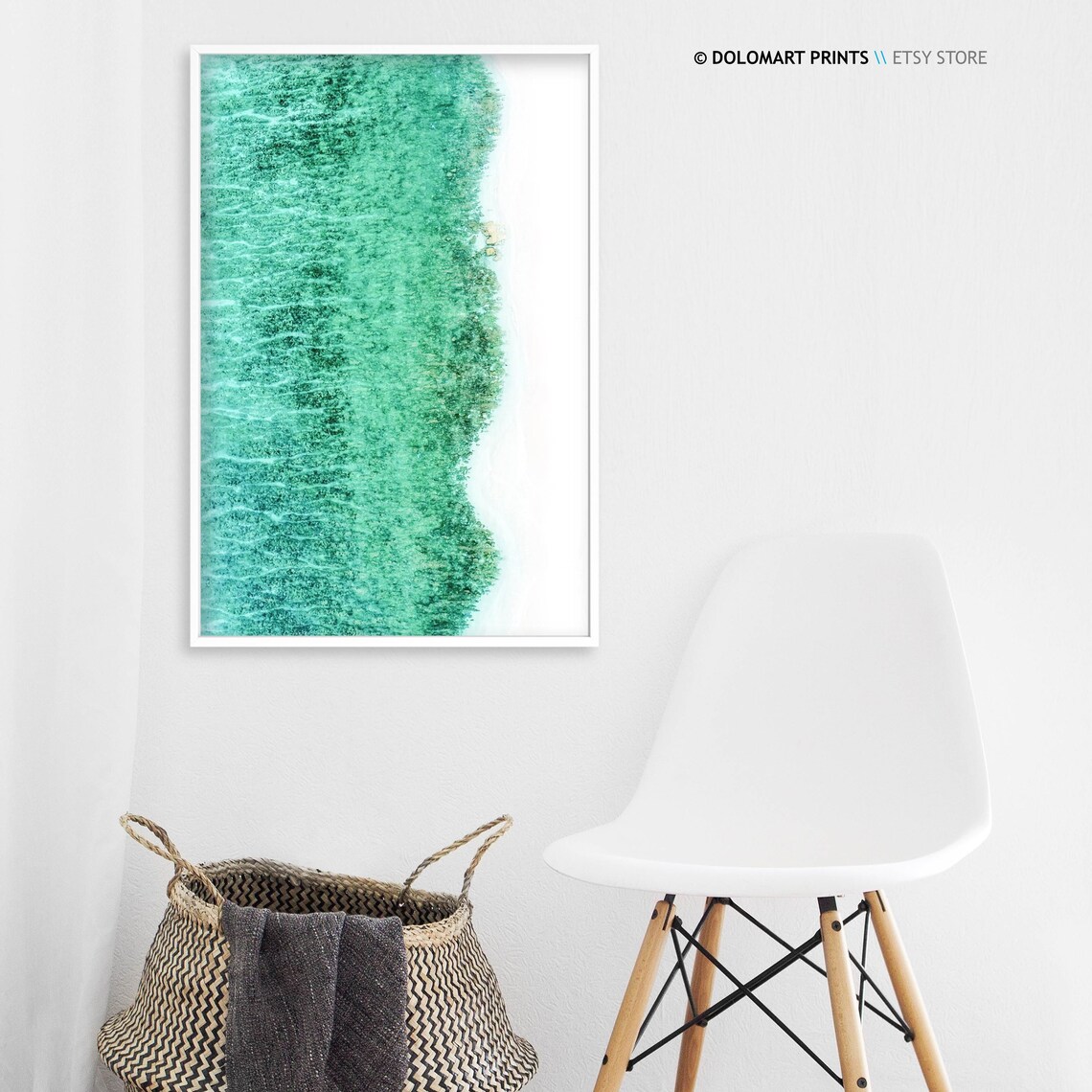 Aerial Turquoise Ocean Waves Over White Sand Photography Poster - Image 3