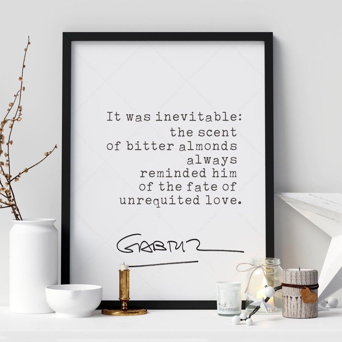 Gabriel Garcia Marquez Love Quote Bitter Almonds Literary Art Poster - Image 4