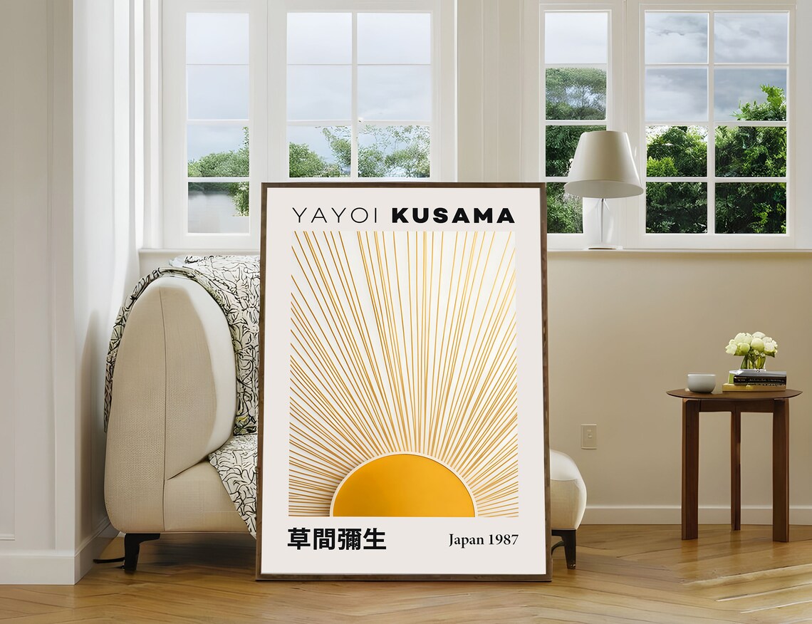 Yayoi Kusama Radiant Golden Sunburst 1987 Minimalist Art Poster - Image 5