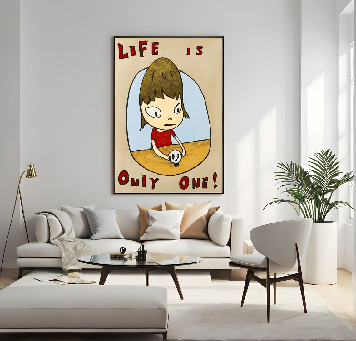 Yoshitomo Nara Life Is Only One Girl With Skull Japanese Art Poster - Image 3