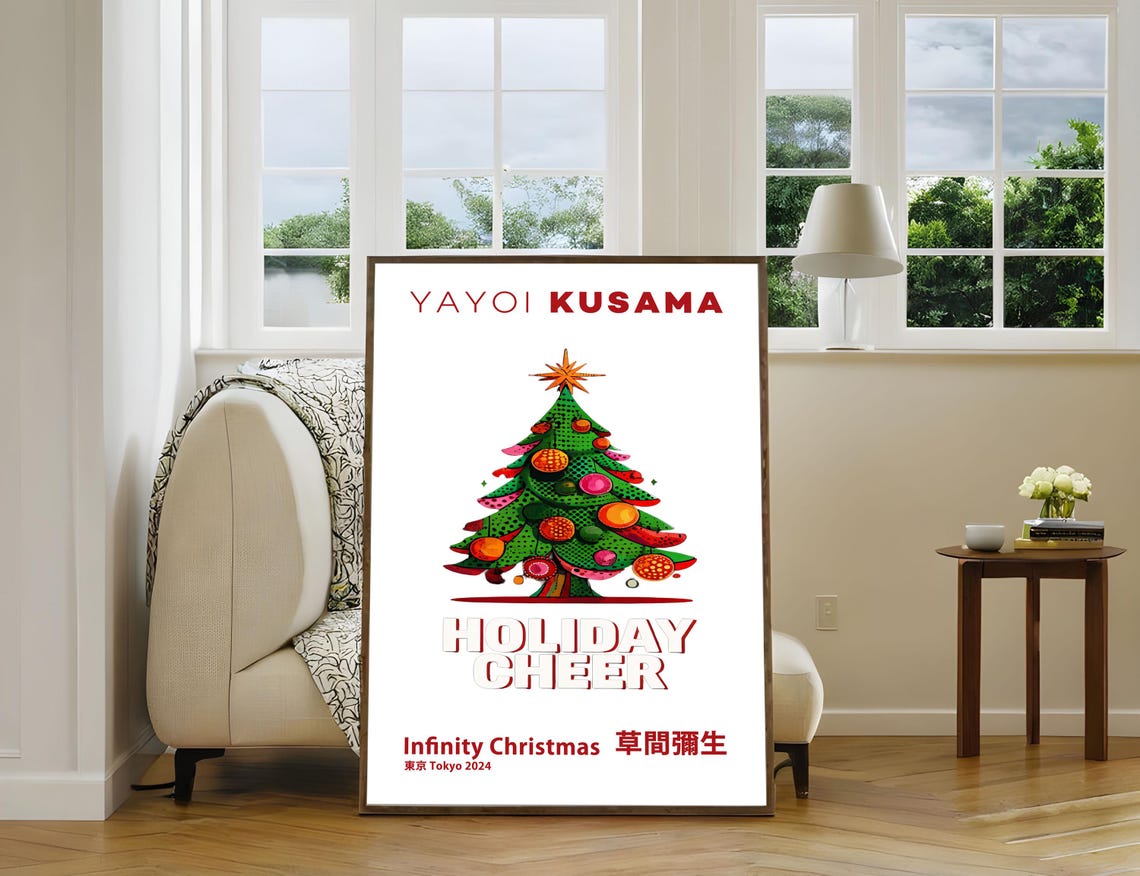 Yayoi Kusama Holiday Cheer Infinity Christmas Tree Tokyo 2024 Poster - Image 3