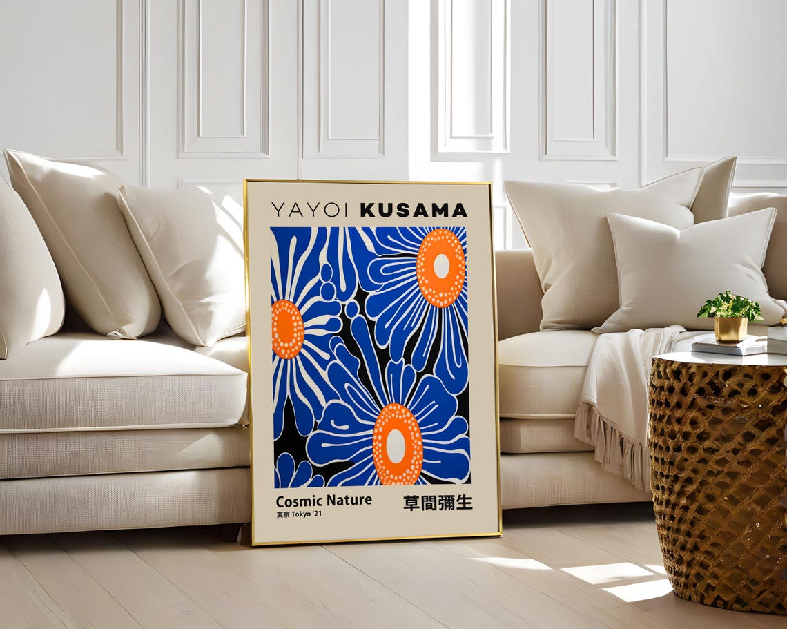 Yayoi Kusama Cosmic Nature Bold Blue Floral Abstract 21 Poster - Image 2