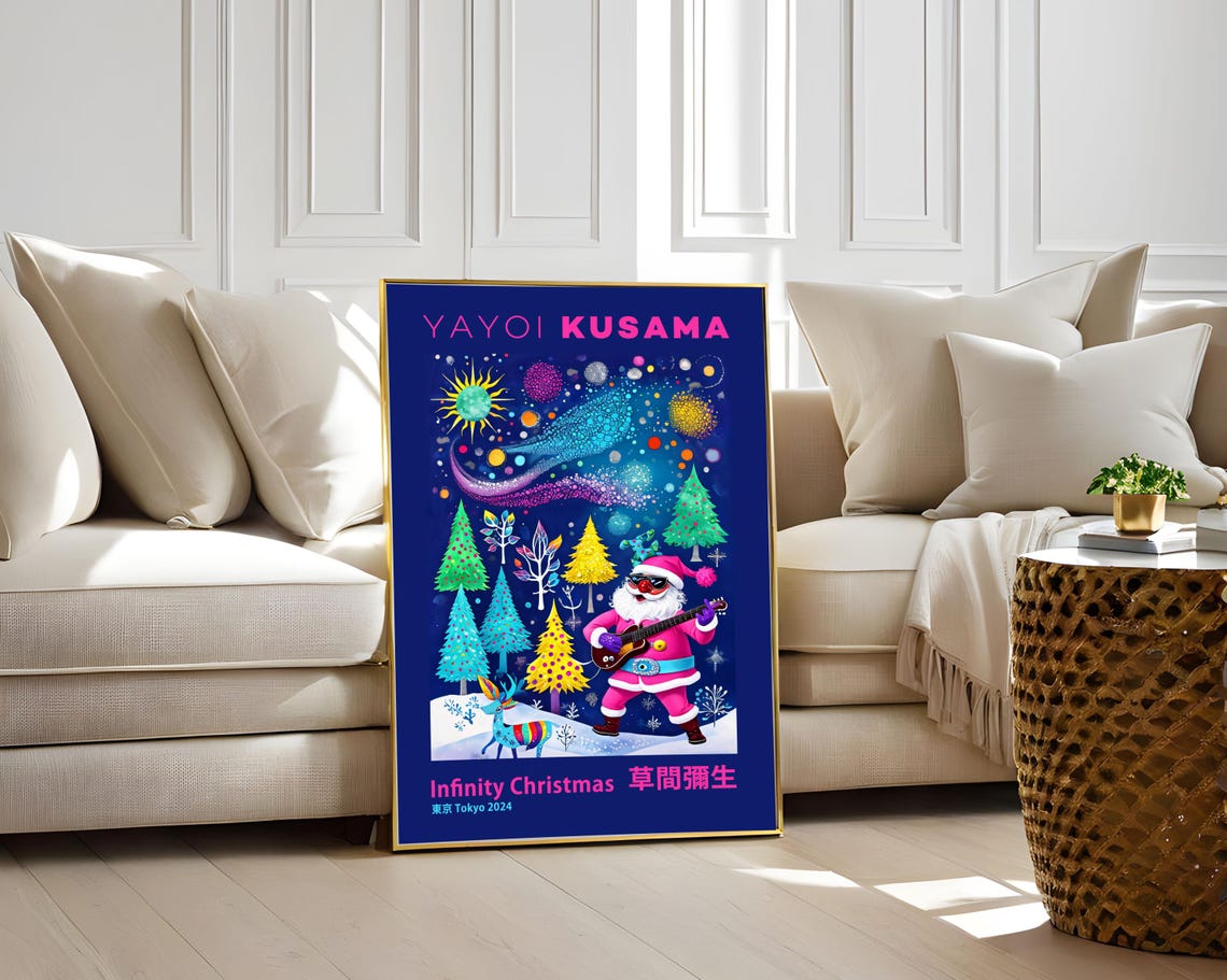 Yayoi Kusama Infinity Christmas Santa Guitar Tokyo 2024 Poster - Image 5
