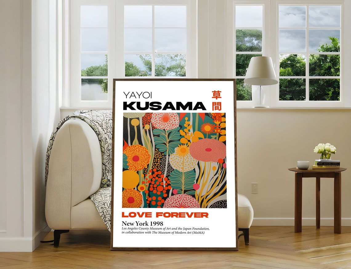 Yayoi Kusama Art Floral Fantasy Garden Print With Dotted Blooms Kusama Floral Dots Abstract Vibrant Garden Blooms Colorful Fantasy - Image 4