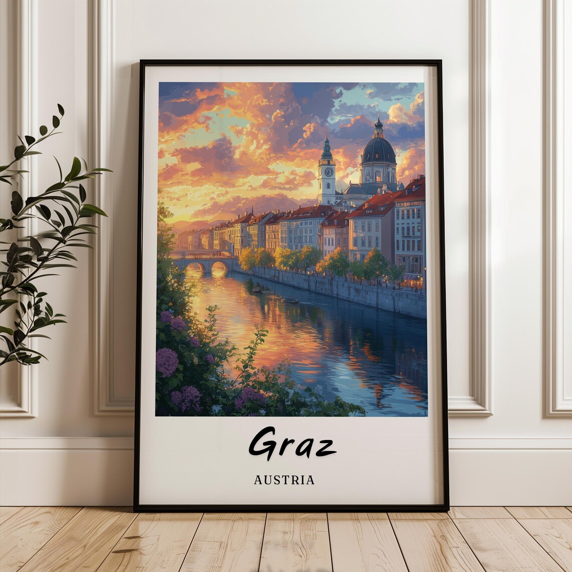 Graz Austria Travel Poster, Minimalist Poster