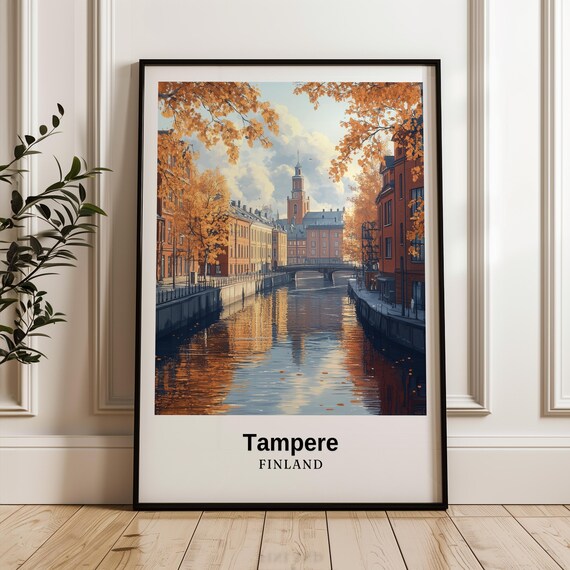 Tampere Travel Poster, Finland Wedding Gift