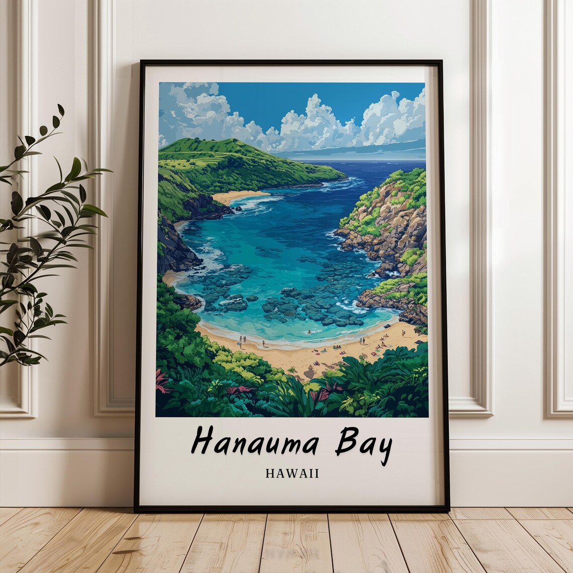 Hanauma Bay Hawaii - Minimalist Travel Poster