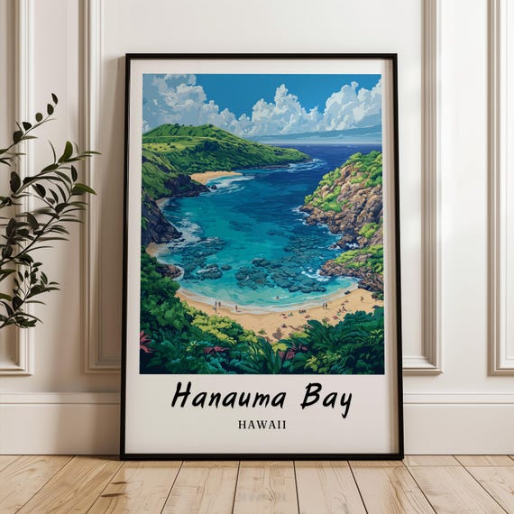 Hanauma Bay Hawaii - Minimalist Travel Poster