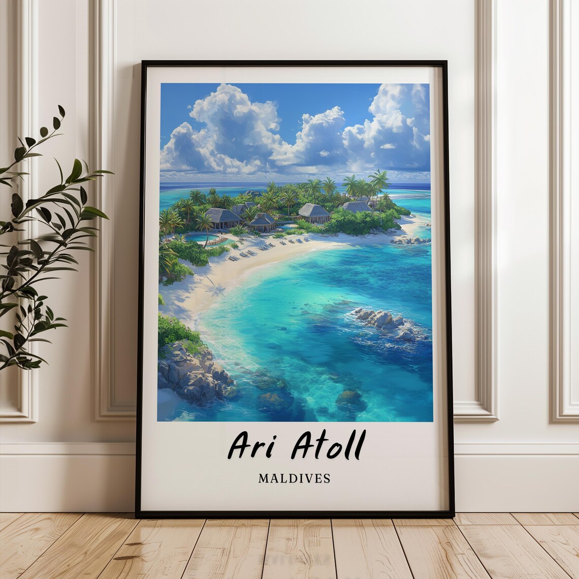 Ari Atoll Maldives Travel Poster, Minimalist Asia