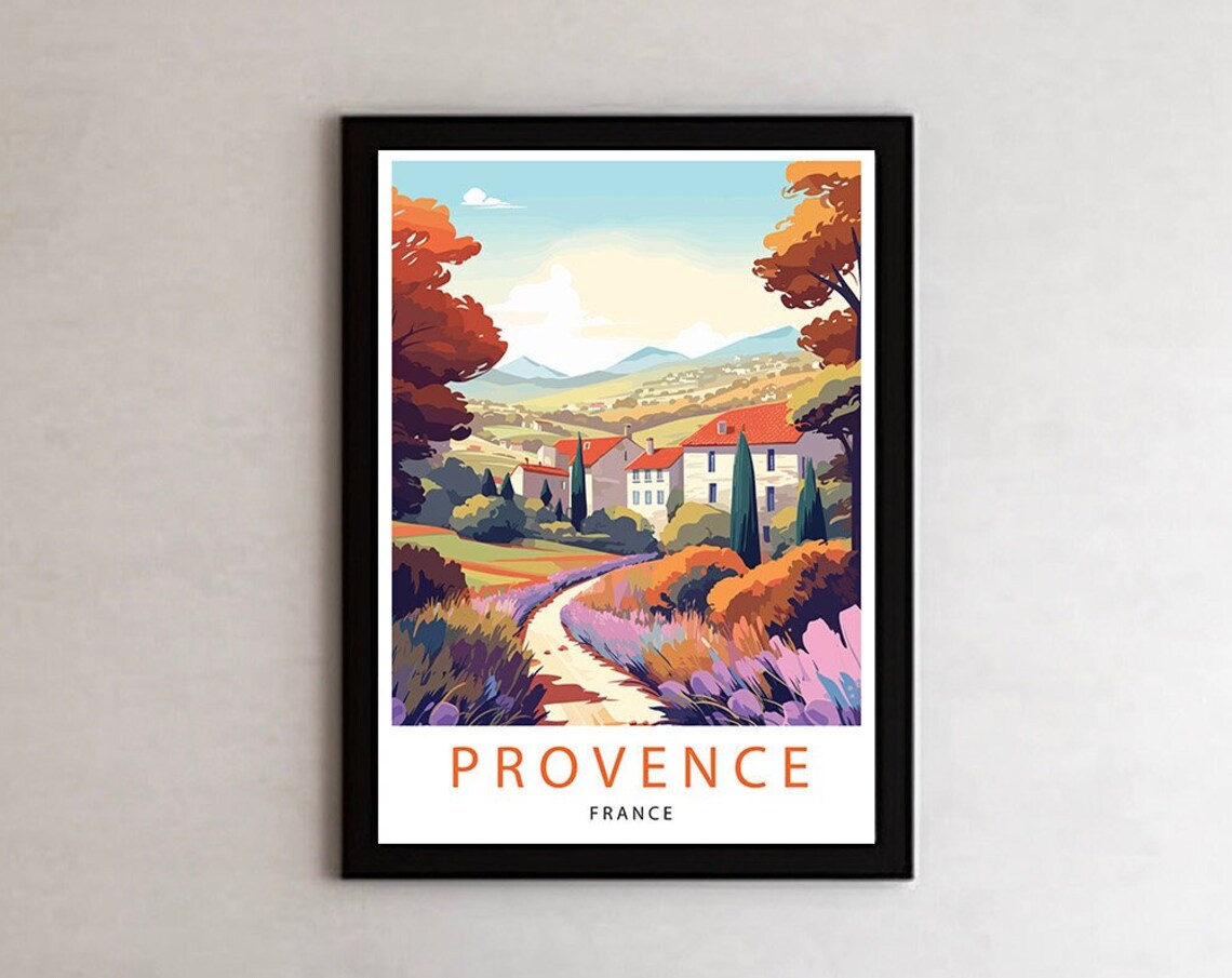 Provence France Lavender Fields Country Farmhouse Travel Poster