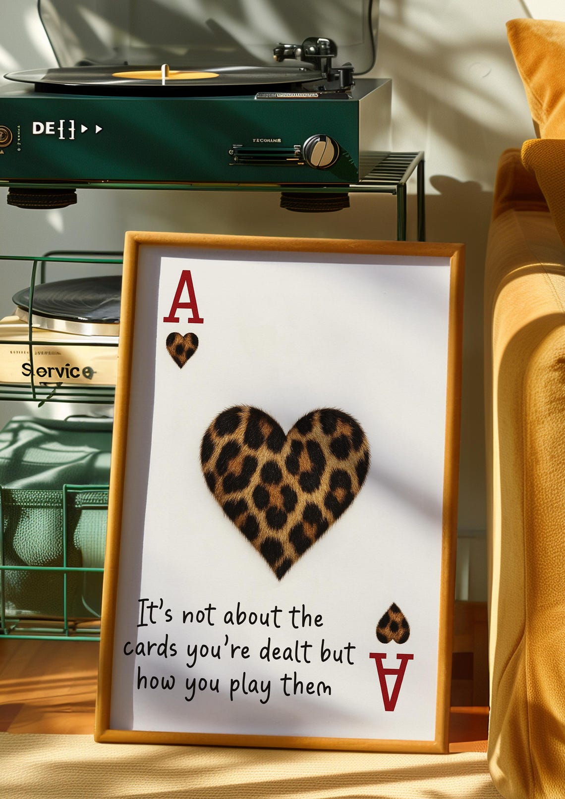 Ace of Hearts Leopard Pattern Heart Quote Playing Card Poster - Image 3