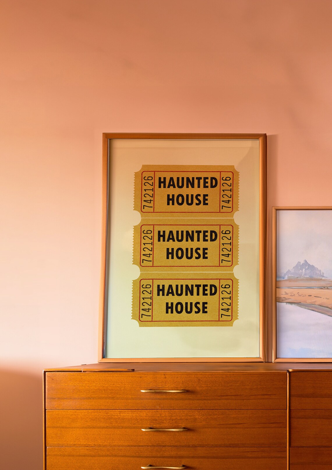 Retro Haunted House Ticket Halloween Poster Print - Image 2