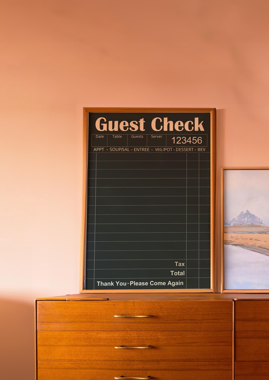 Black Guest Check Vintage Restaurant Receipt Trendy Kitchen Wall Poster - Image 2