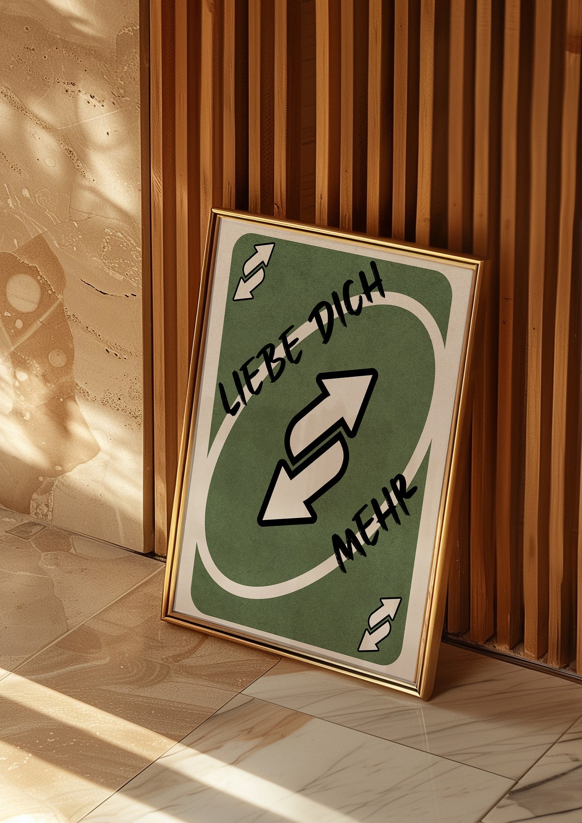 Liebe Dich Mehr Green Reverse Card German Love Playing Card Poster - Image 3