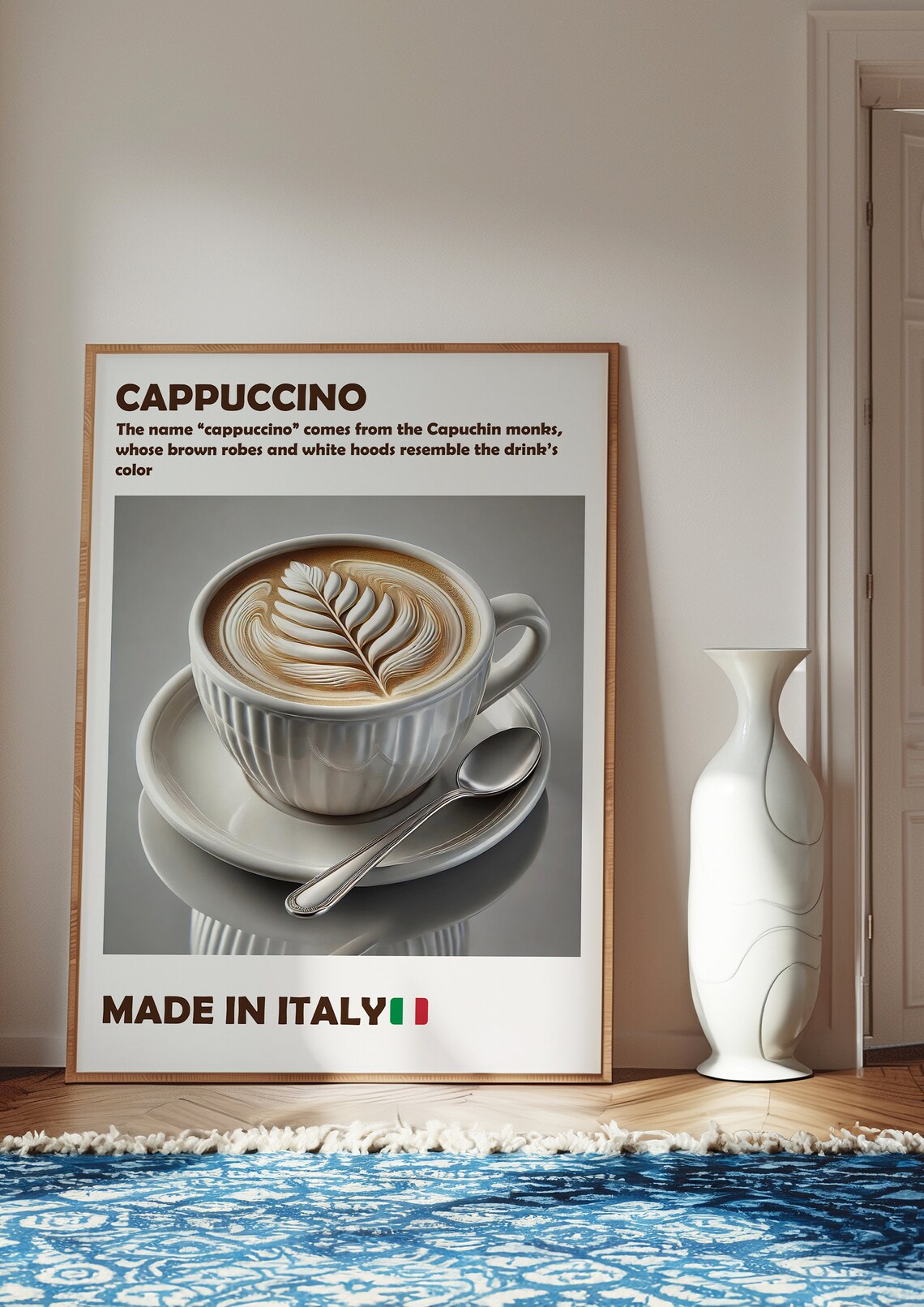 Cappuccino Italian Coffee Cup Cream Latte Art Facts Style Poster - Image 3