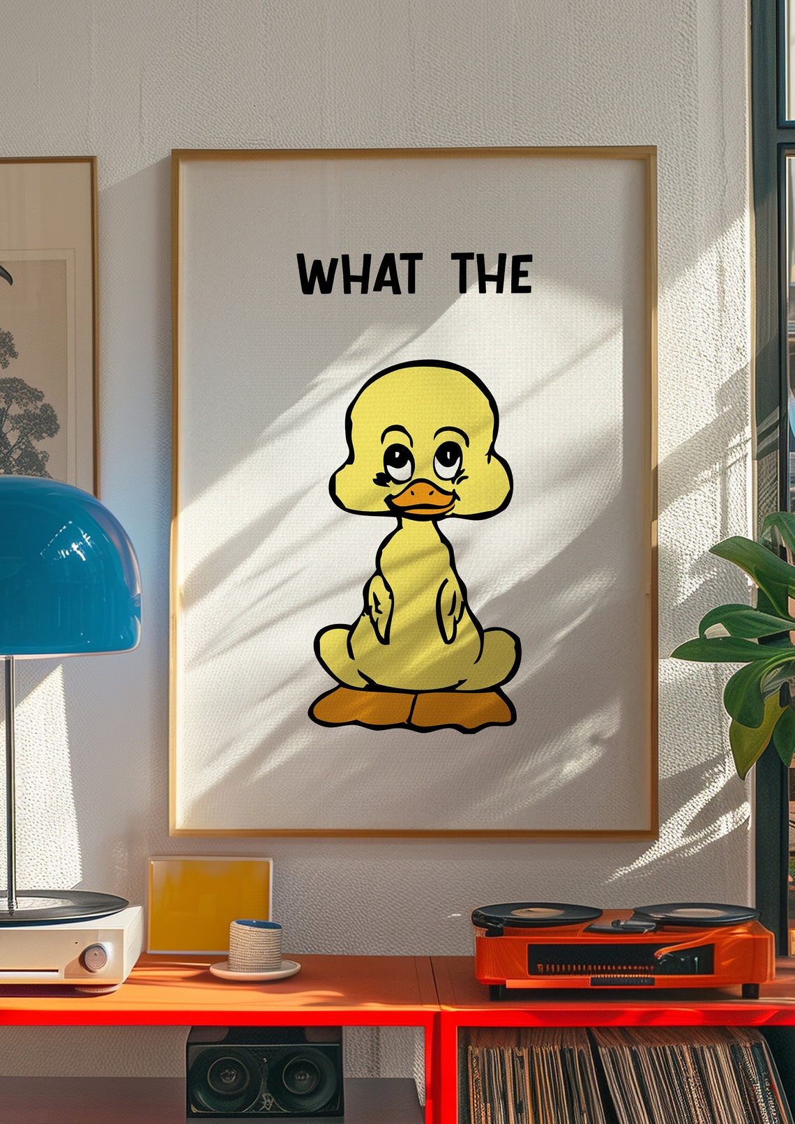 What the Duck Funny Yellow Cartoon Duckling Humorous Nursery Poster - Image 3