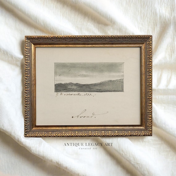 Vintage Ocean Sketch Antique Ink Drawing Minimalist Seascape Art Print