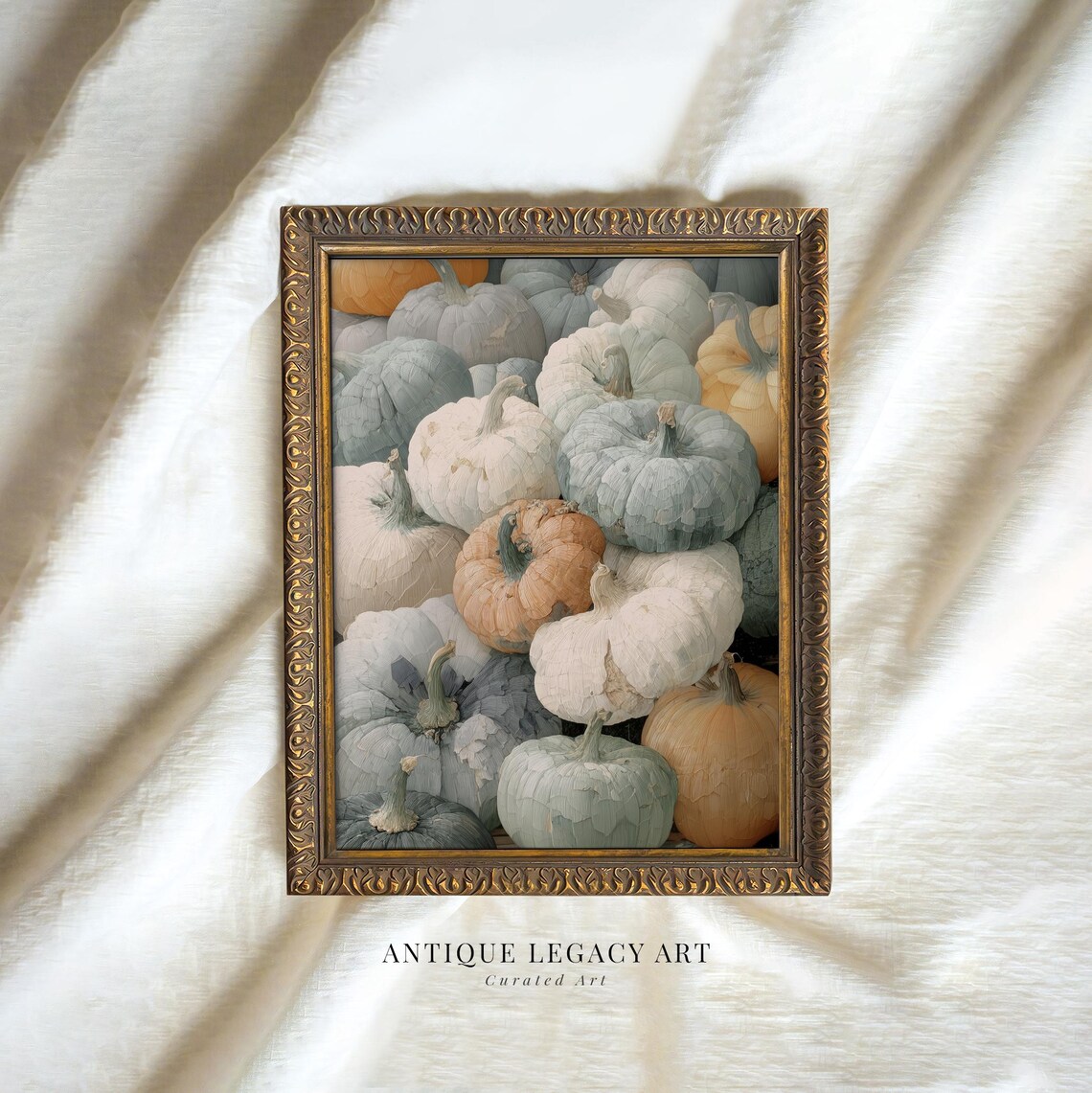 Vintage Autumn Pumpkin Print, Rustic Farmhouse Decor