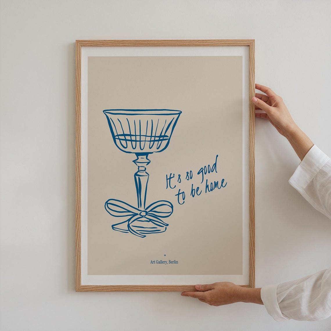 Its So Good To Be Home Print Blue Cocktail Glass Bow Kitchen Wall Art