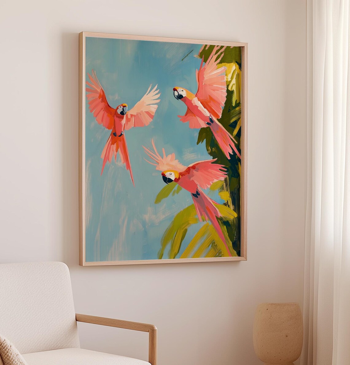 Botanical Parrot Jungle Art Print, Tropical Boho - Image 2