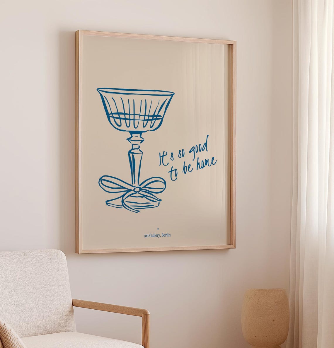 Its So Good To Be Home Print Blue Cocktail Glass Bow Kitchen Wall Art - Image 3